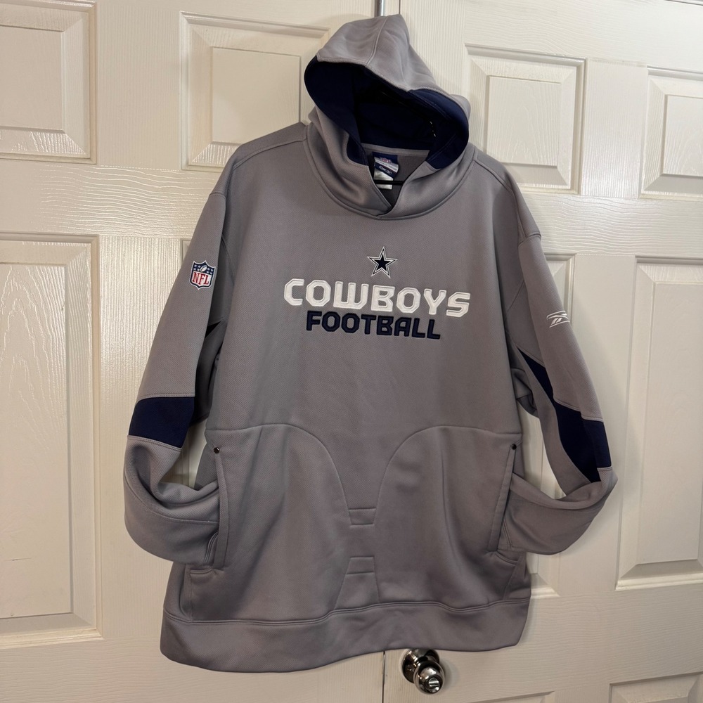 NFL Heavy Dallas Cowboys Authentic Sideline Reebok Hoodie Gray Men's XL EUC - Picture 3 of 10